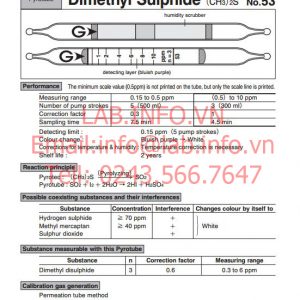 Ống phát hiện khí nhanh dimethyl sulphide