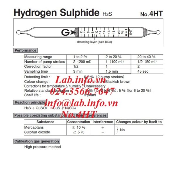 Ống phát hiện khí nhanh gastec 4HT hydrogen sulfide