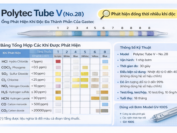 Polytec Tube V (No.28) – Ống phát hiện khí nhanh đa thành phần của Gastec